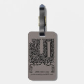 Antiek Victoriaans monogram letter I Bagagelabel (Achterkant verticaal)
