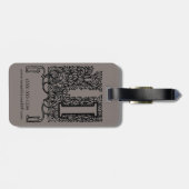 Antiek Victoriaans monogram letter I Bagagelabel (Achterkant horizontaal)