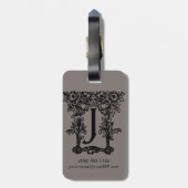  Antiek Victoriaans monogram letter J Bagagelabel (Achterkant verticaal)