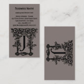 Antiek Victoriaans monogram letter J Visitekaartje (Voorkant / Achterkant)