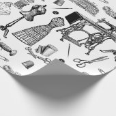 antiek Victoriaans naaimachine zwart wit toilet Cadeaupapier (Hoek)