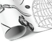 antiek Victoriaans naaimachine zwart wit toilet Cadeaupapier (Rol Hoek)