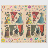 Antiek Victoriaans papier poppen met jurken (Vlak)