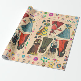 Antiek  Victoriaans papier poppen met jurken