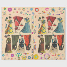 Antiek  Victoriaans papier poppen met jurken