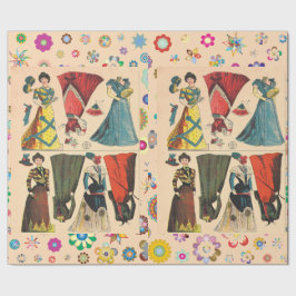 Antiek  Victoriaans papier poppen met jurken