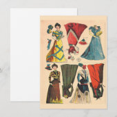 Antiek  Victoriaans papier voor poppen, kleerset Kaart (Voorkant / Achterkant)
