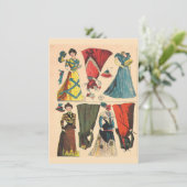 Antiek  Victoriaans papier voor poppen, kleerset Kaart (Staand voorkant)
