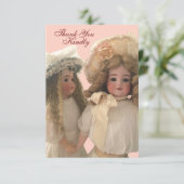 Antiek Victoriaans poppen dank u kaart (Staand voorkant)