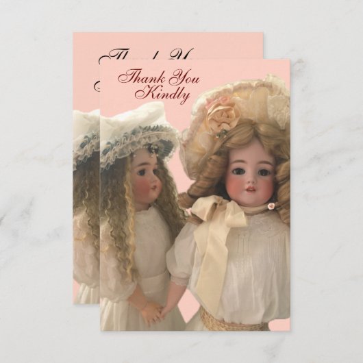 Antiek Victoriaans poppen dank u kaart (Voorkant / Achterkant)