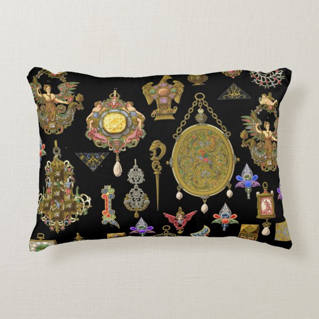 antiek Victoriaans sieraden  kunst Accent Kussen (Voorkant)