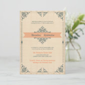 Antiek Victoriaans stijl Vintage Wedding Uitnodigi Kaart (Staand voorkant)