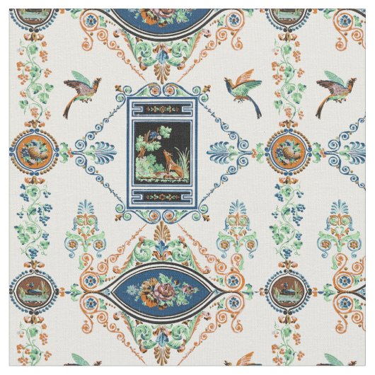 Antiek Victoriaans tijdperk Aesop's Fable Pattern Stof (Close Up)