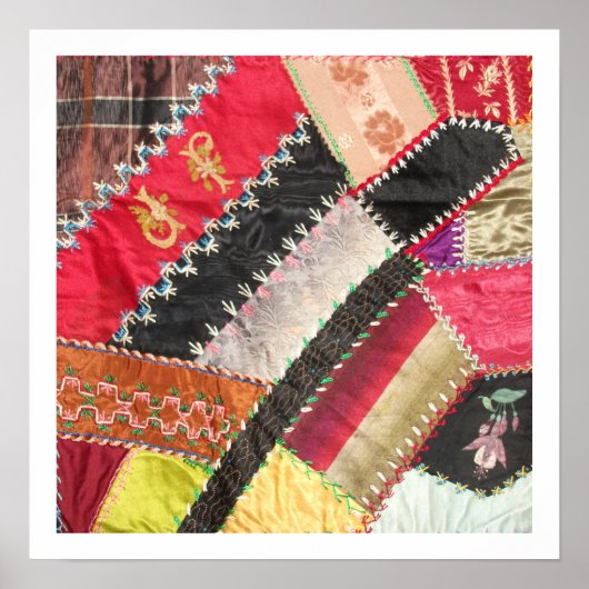 Antiek, Victoriaans-tijdperk Crazy Quilt Square Poster (Voorkant)