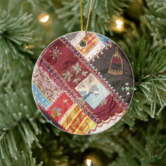 Antiek, Victoriaans-tijdperk, knabbeld vierkant Keramisch Ornament (Boom)