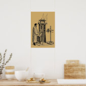 Antiek victoriaans tijdperk Steampunk Röntgenappar Poster (Keuken)