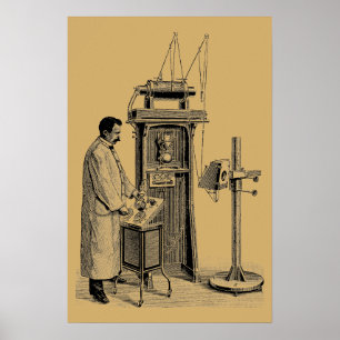 Antiek victoriaans tijdperk Steampunk Röntgenappar Poster