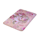 Antiek Victoriaans Toile Rococo Style Bloemen Roze Badmat (Gekanteld)
