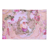Antiek Victoriaans Toile Rococo Style Bloemen Roze Kussensloop (Achterkant)