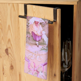 Antiek Victoriaans Toile Rococo Style Bloemen Roze Theedoek