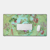 Antiek Victoriaans Toile Rococo Style Sage Green Bureaumat (Keyboard & Muis)