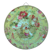 Antiek Victoriaans Toile Rococo Style Sage Green Dartbord (Voorkant)