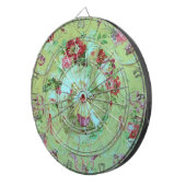 Antiek Victoriaans Toile Rococo Style Sage Green Dartbord (Voorkant Rechts)
