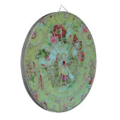 Antiek Victoriaans Toile Rococo Style Sage Green Dartbord (Voorkant Links)