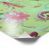 Antiek Victoriaans Toile Rococo Style Sage Green Foto Afdruk (Hoek)