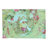 Antiek Victoriaans Toile Rococo Style Sage Green Kussensloop (Voorkant)