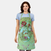 Antiek Victoriaans Toile Rococo Style Sage Green Schort (Gedragen)