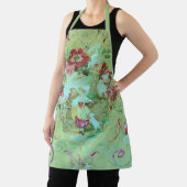 Antiek Victoriaans Toile Rococo Style Sage Green Schort (Insitu)