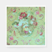 Antiek Victoriaans Toile Rococo Style Sage Green Servet (Voorkant)