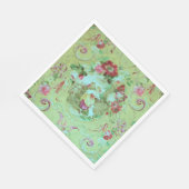 Antiek Victoriaans Toile Rococo Style Sage Green Servet (Hoek)