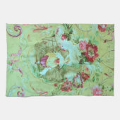 Antiek Victoriaans Toile Rococo Style Sage Green Theedoek (Horizontaal)