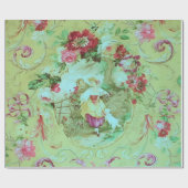 Antiek Victoriaans Toile Sage Groene Decoupage Cadeaupapier (Vlak)
