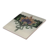 Antiek Victoriaans Violet Bouquet Border Tile Repr Tegeltje (Zijkant)