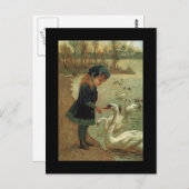 Antiek Victoriaans vogelzwemmers Briefkaart (Voorkant / Achterkant)