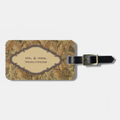 Antiek Victoriaans Warm Autumn Leaves Wedding Bagagelabel (Voorkant horizontaal)