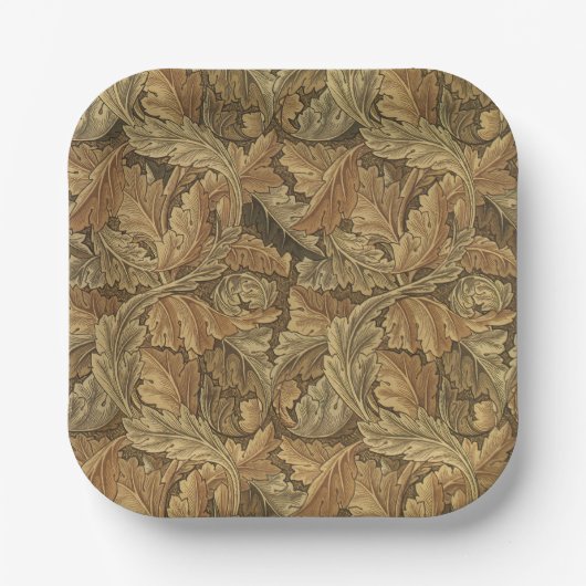 Antiek Victoriaans Warm Autumn Leaves Wedding Papieren Bordje (Voorkant)