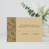 Antiek Victoriaans Warm Autumn Leaves Wedding RSVP Kaartje (Staand voorkant)