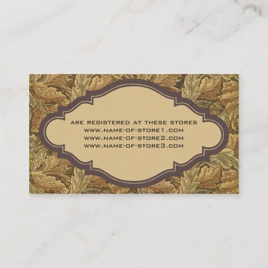 Antiek Victoriaans warme herfstbladeren Informatiekaartje (Achterkant)