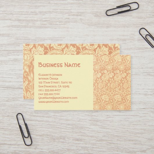 Antiek Victoriaans William Morris Carnors Rozen Visitekaartje (Voorkant / Achterkant in situ)