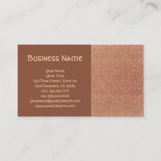 Antiek Victoriaans William Morris Floral Damask Visitekaartje (Voorkant)