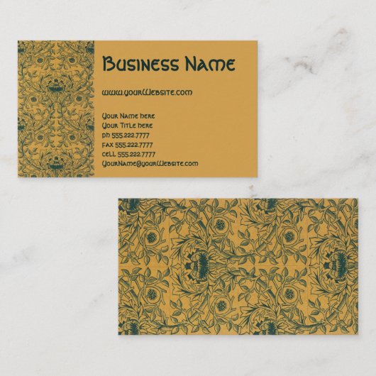 Antiek Victoriaans William Morris Floral Pattern Visitekaartje (Voorkant / Achterkant)