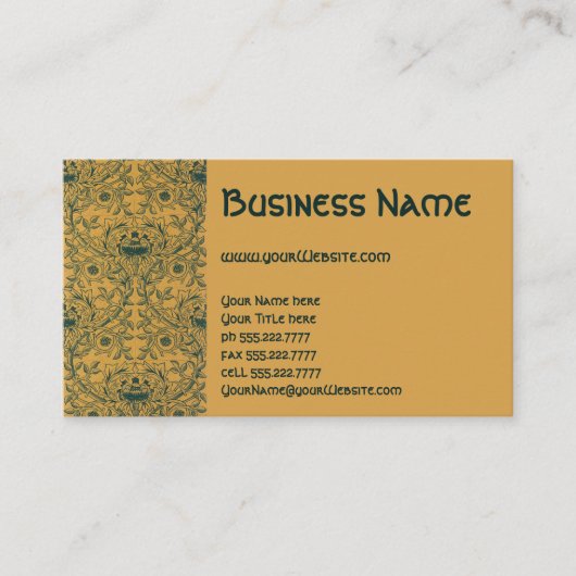 Antiek Victoriaans William Morris Floral Pattern Visitekaartje (Voorkant)