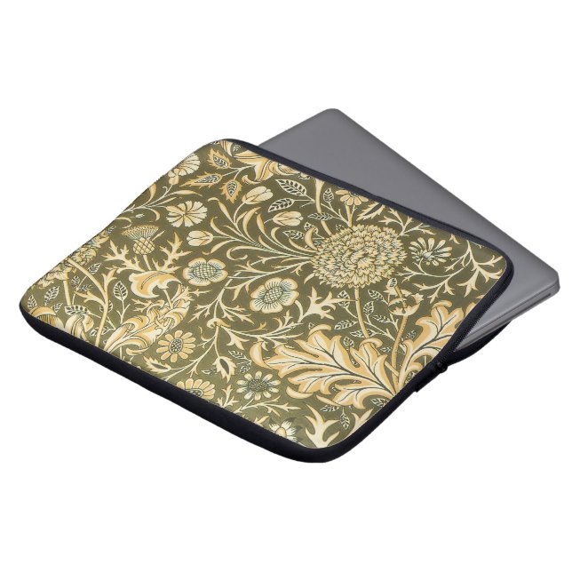 Antiek Victoriaans William Morris Garden Flowers Laptop Sleeve (Voorkant top)