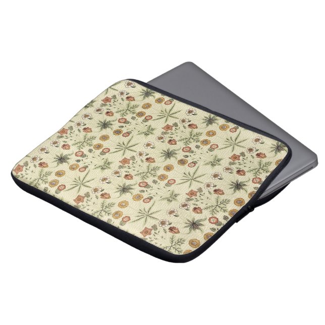 Antiek Victoriaans William Morris Garden Flowers Laptop Sleeve (Voorkant top)