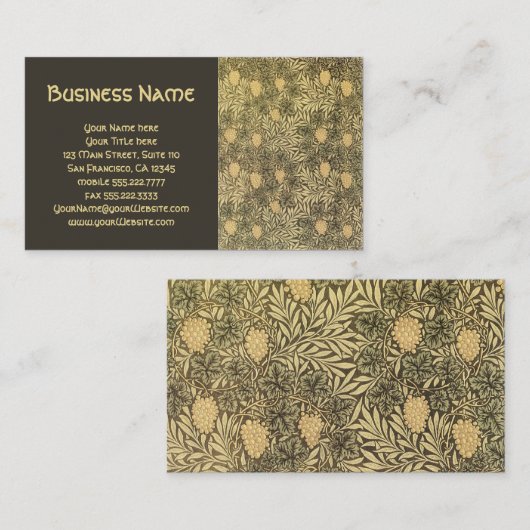 Antiek Victoriaans William Morris Grape Vine Leave Visitekaartje (Voorkant / Achterkant)