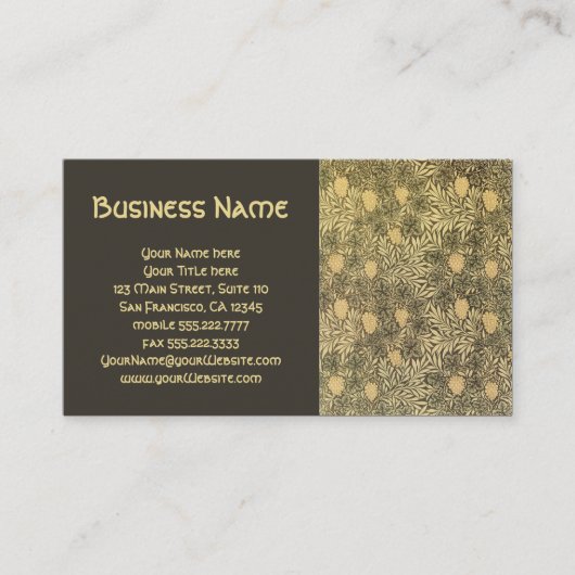 Antiek Victoriaans William Morris Grape Vine Leave Visitekaartje (Voorkant)